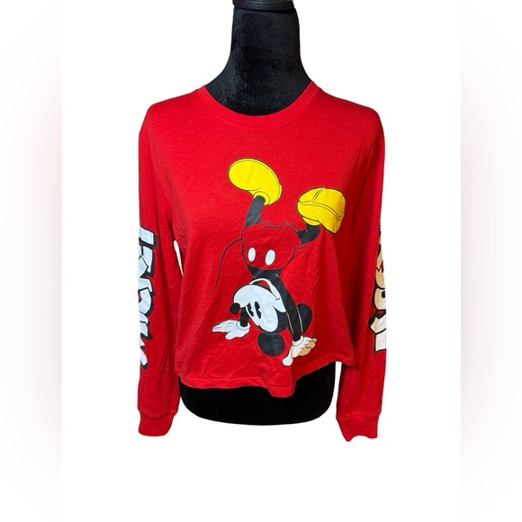 Disney Tops - Disney Mickey Mouse Red Long Sleeve Crop Top – Women’s Medium